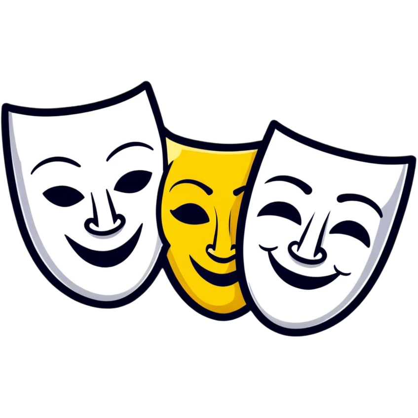 theatrical comedy and tragedy masks symbolizing parody emoji