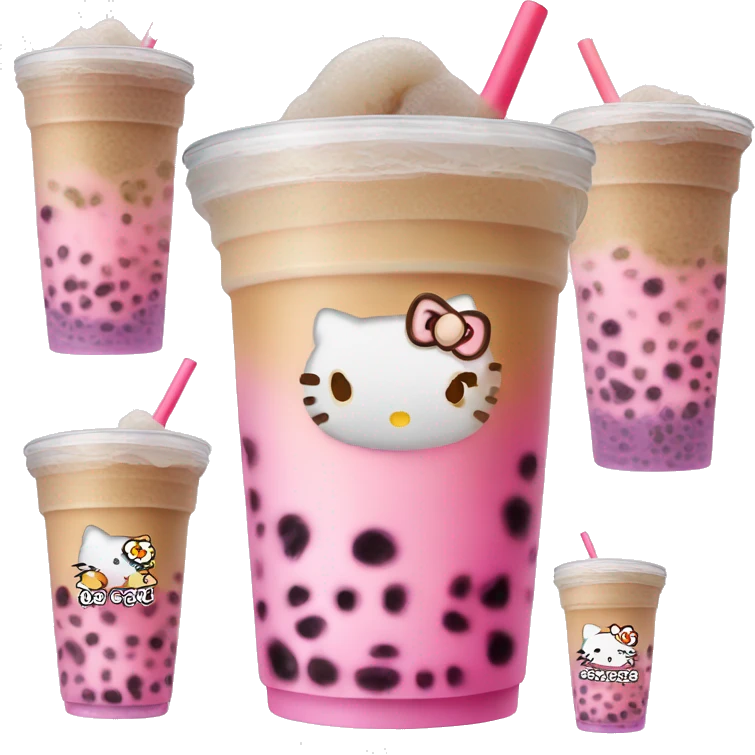 Bubble tea hello kitty emoji