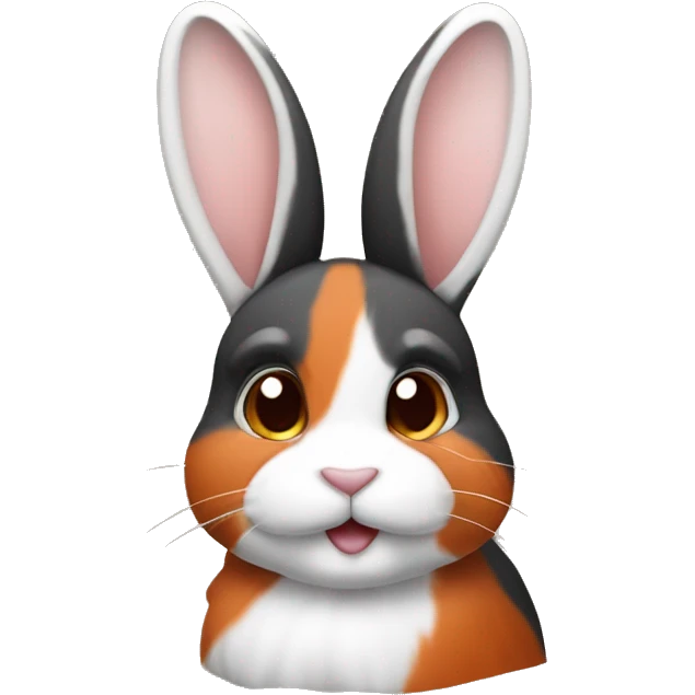 Dutch Rabbit with tricolor striped fur (orange, black and white)  emoji