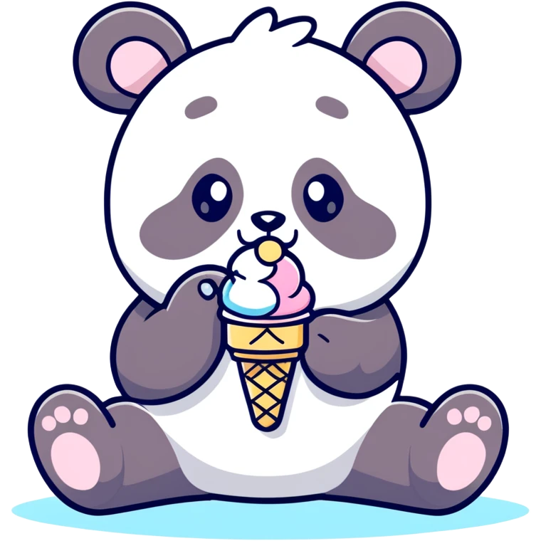 Panda eating ice cream emoji
