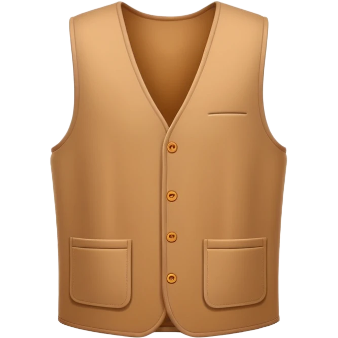 A 3D Apple-style emoji of a simple sleeveless vest (yelek), front view, minimal and clean design, soft fabric texture, neutral colors, cartoon-like and cute style emoji