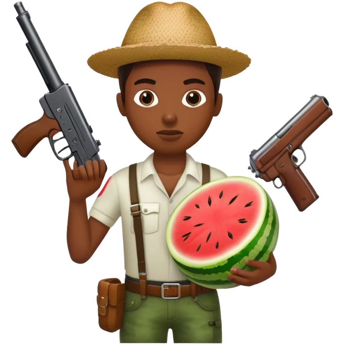black person with watermelon and gun emoji