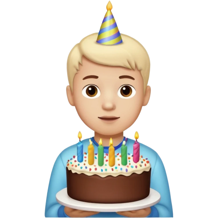 boy with birthday cake without the candles emoji