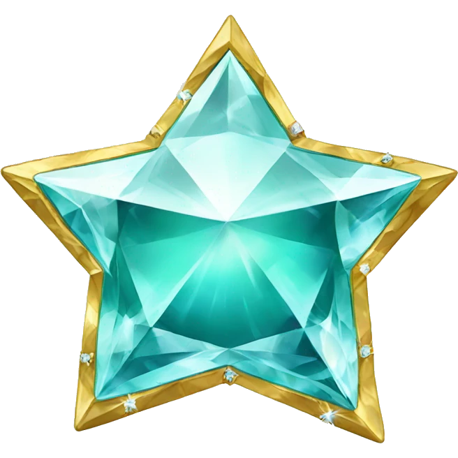 Diamond star with 5 corners and smarald color emoji