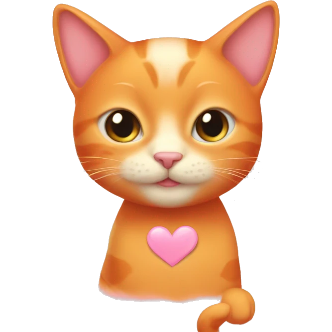 Orange cat with baby pink heart  emoji