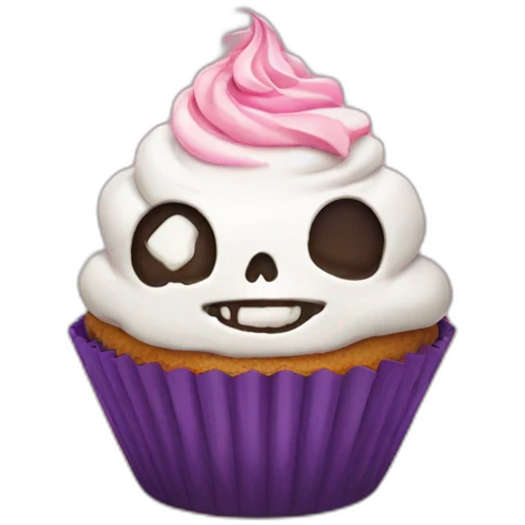 Happy skull cupcake emoji