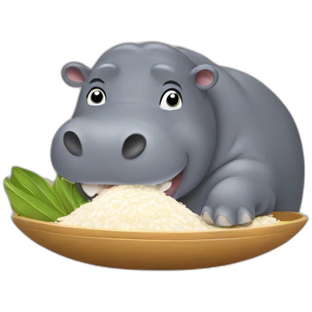 hippo eating rice emoji