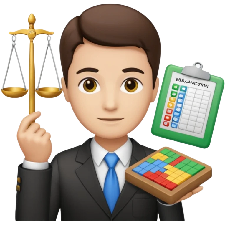 aUDITOR with spreadsheet emoji, ADD A puzzle and a Balance for accounting emoji