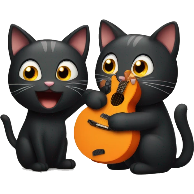 Black Cat and Orange Cat sing emoji