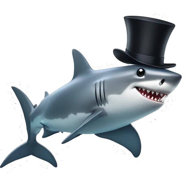 Shark with a top hat emoji