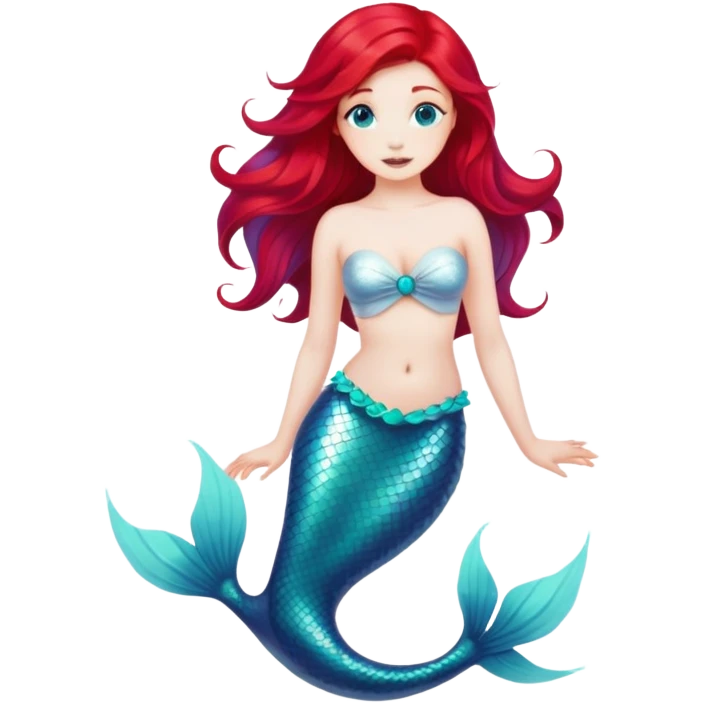 pale mermaid with turquoise tail and red hair emoji