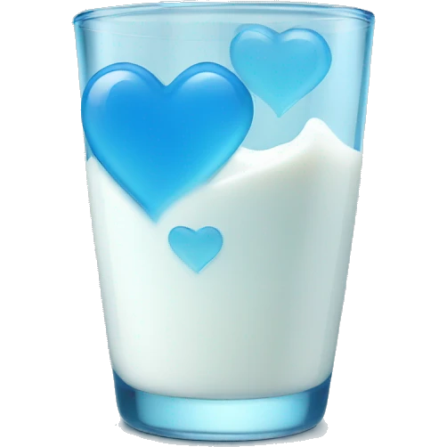 Blue heart glass with milk emoji