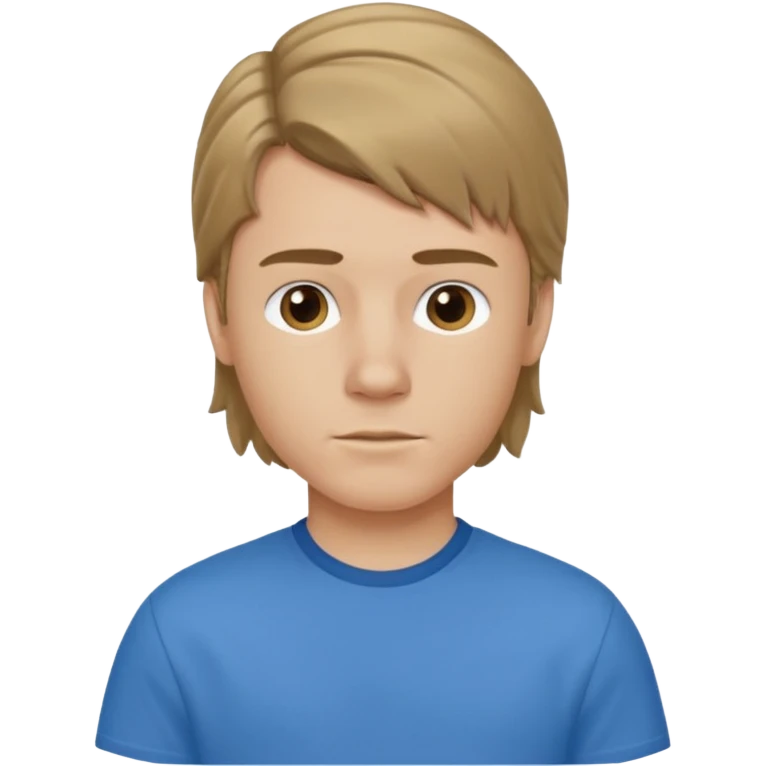 boy with dark blonde hair in a mullet with a neat blue shirt (blouse) emoji
