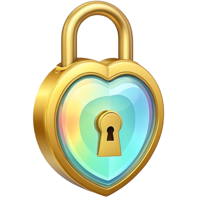 Holographic and glassmorphic golden lock emoji