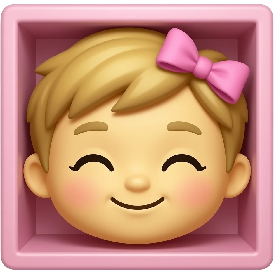 Eu quero uma carinha fofa sorrindo sem boca com olho fechado boxexinha rosada e um lacinho super fofo rosa no cabelo dele e a pele dele amarela emoji