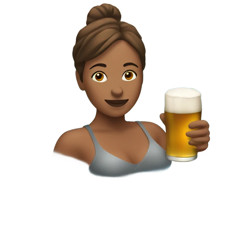Woman in hot tub with beer emoji