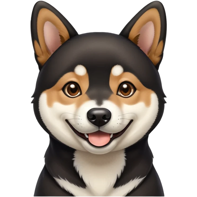cute black Shiba Inu dog with happy expression emoji