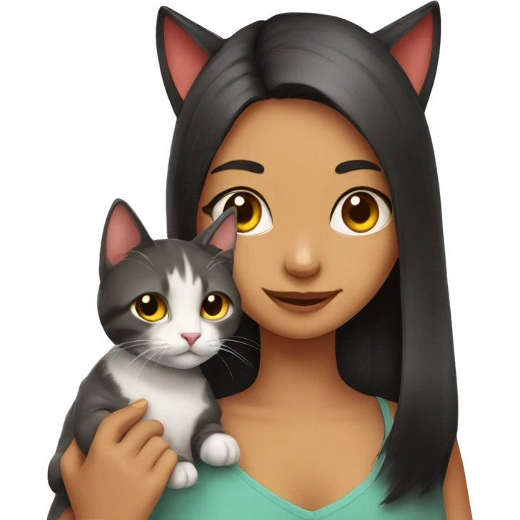 Cat with girl emoji