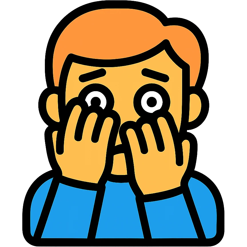 face peeking through hands, scared expression, simple and clear icon emoji