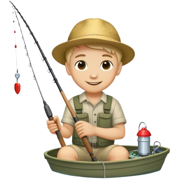 smiling boy fishing by water emoji