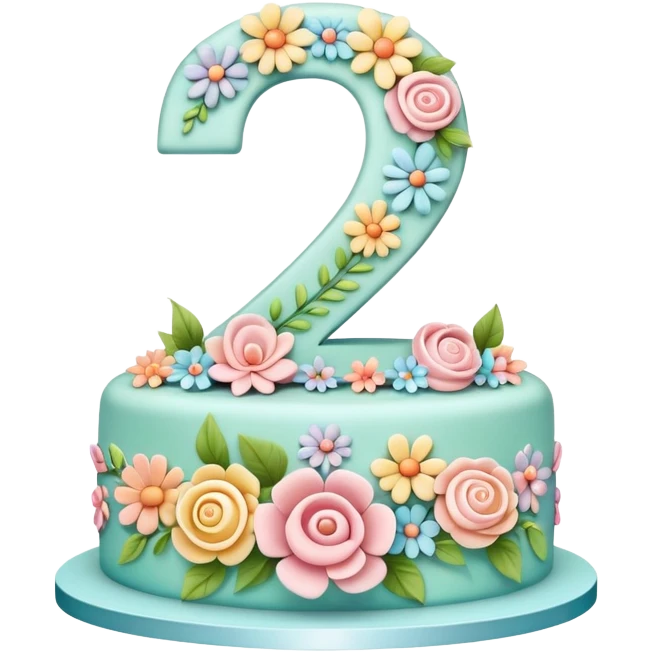 make a floral pastel cake that is aesthetic with the number 2 and 0 on it emoji