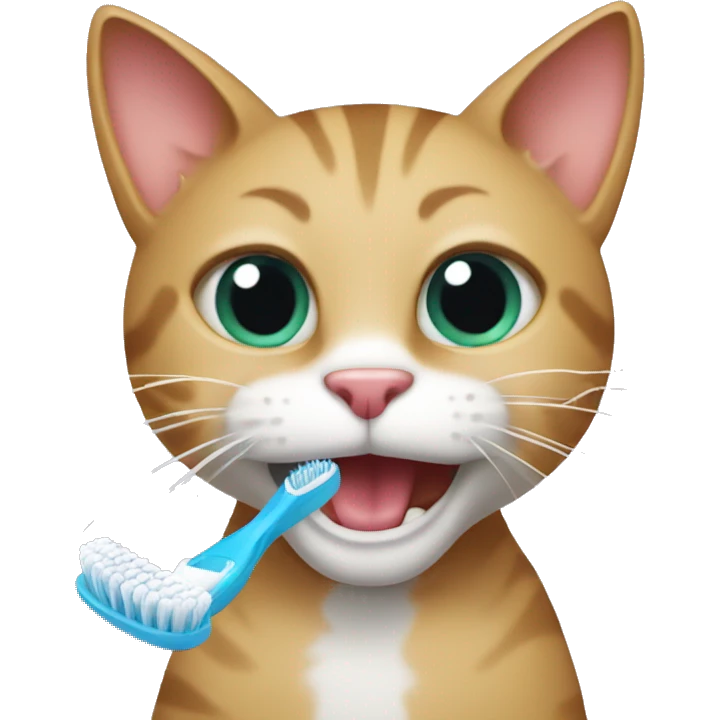Cat with toothbrush emoji