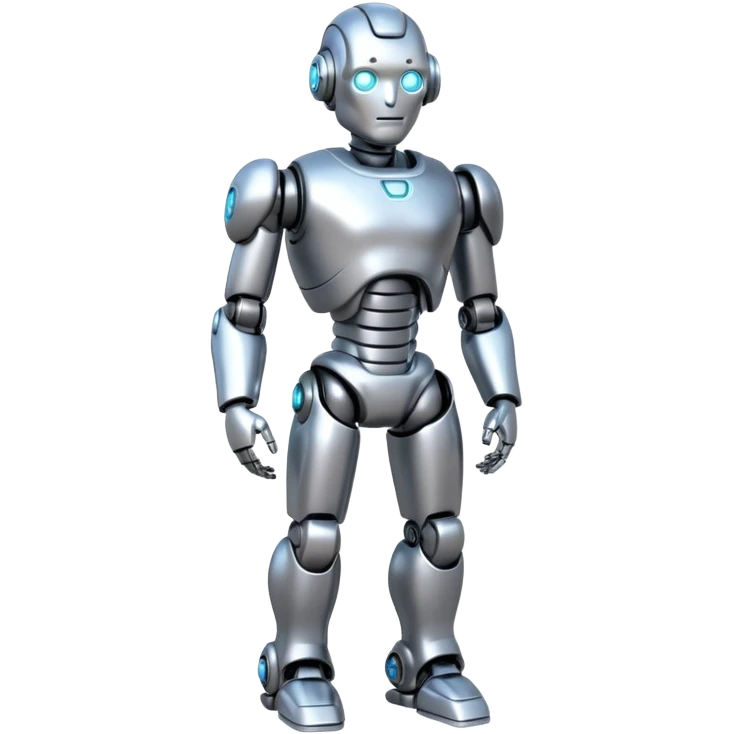 A fit male robot with a huge brain, full body emoji