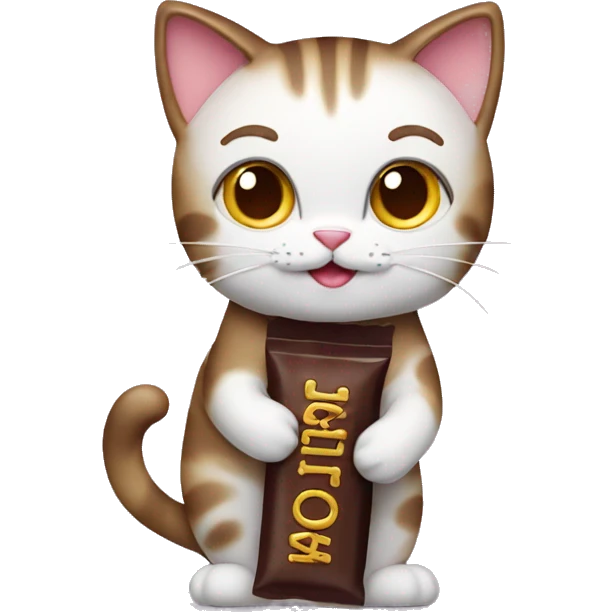 Cat standing with chocolate  emoji