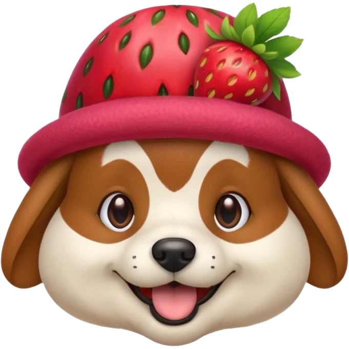 Dog with strawberry hat emoji
