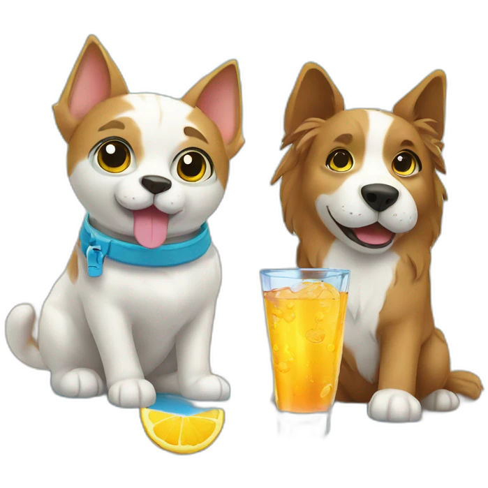 A cat and dog drink water in beach emoji