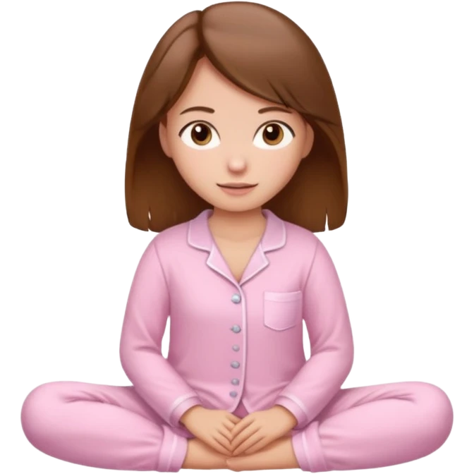 a brown-haired girl in light pink pajamas emoji