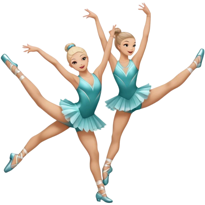 Icon for Sports Dance: a couple in competitive dance attire performing a synchronized dance with acrobatic lifts, dance shoes, rhythmic floor, and a competition backdrop. The icon should capture athleticism, technique, and precision in sports dance. Transparent background. emoji