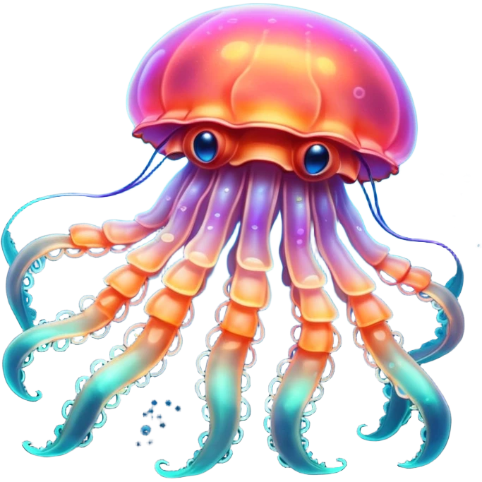 Neon glowing jellyfish-crab-squi emoji