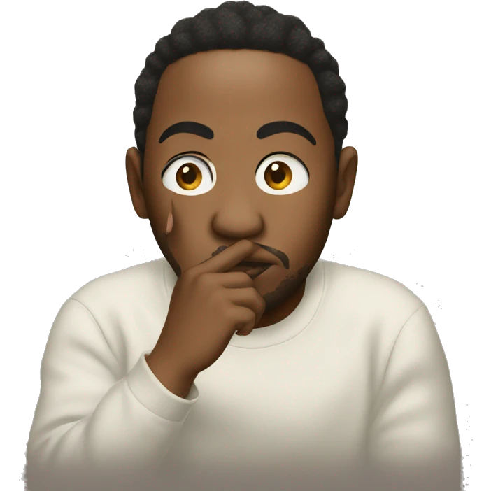 Kendrick Lamar with fingers on lips emoji