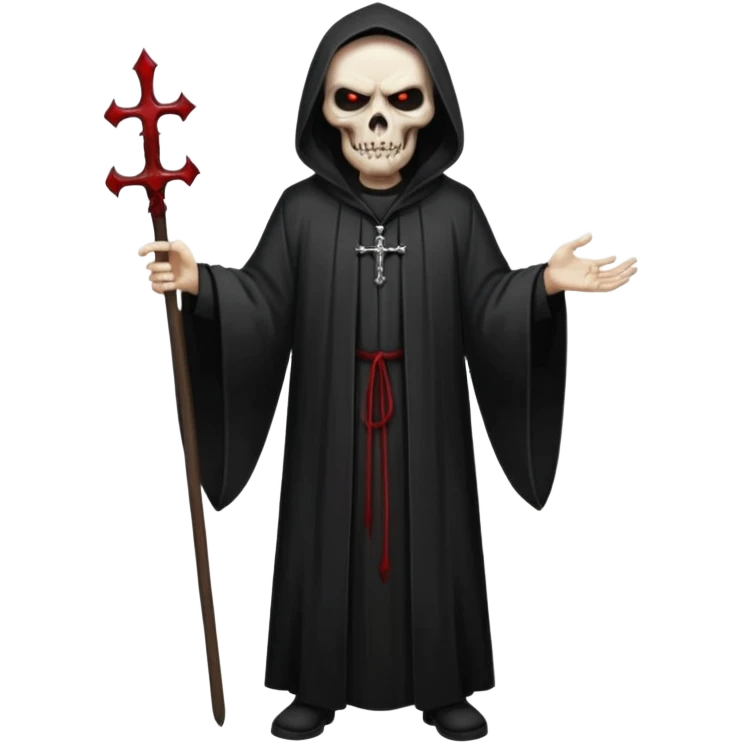 A preacher who's actually a demon.... but Noone knows it yet, in the style of your bleeding skull art. Dark gritty and menacing art style. full body emoji