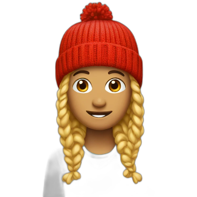wearing red bobble beany emoji