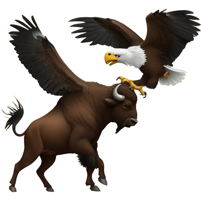 Buffalo beating up an eagle emoji