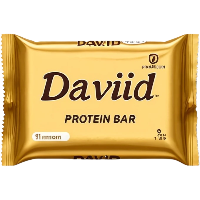 protein bar gold wrapper that says David on it  emoji