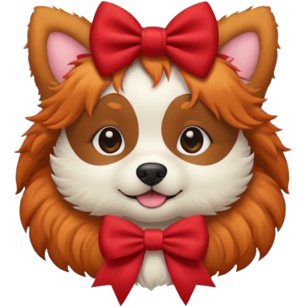 red haired dog with a bow on hair emoji