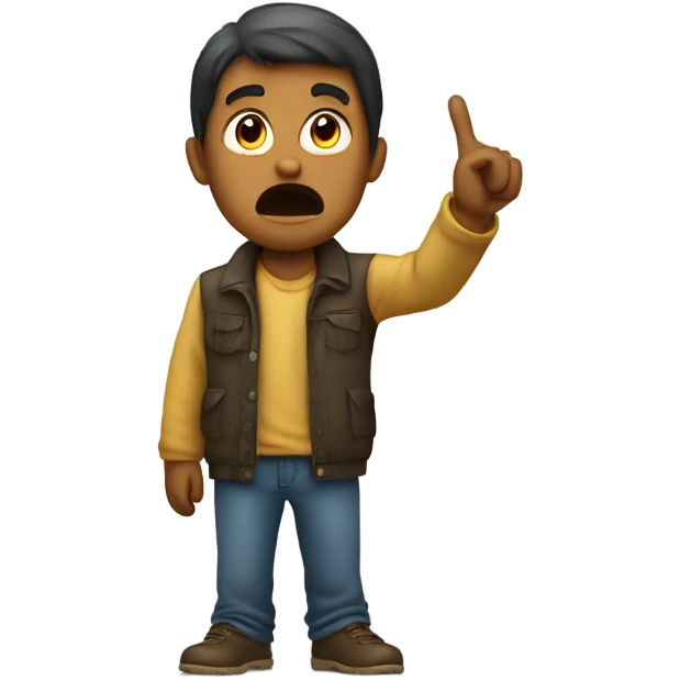 Person acting baffled and pointing upwards emoji