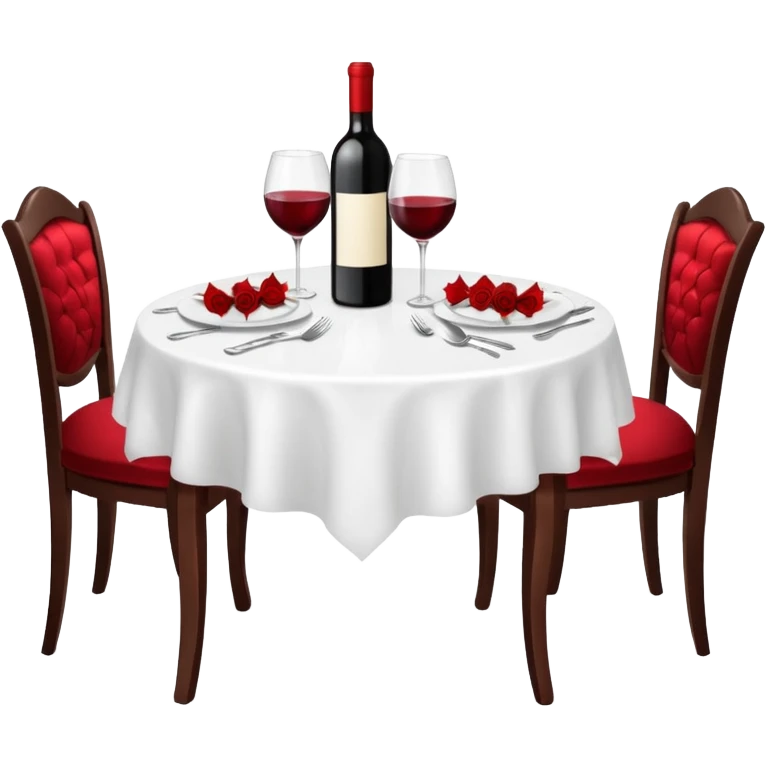  romantic table set for two with roses and red wine emoji