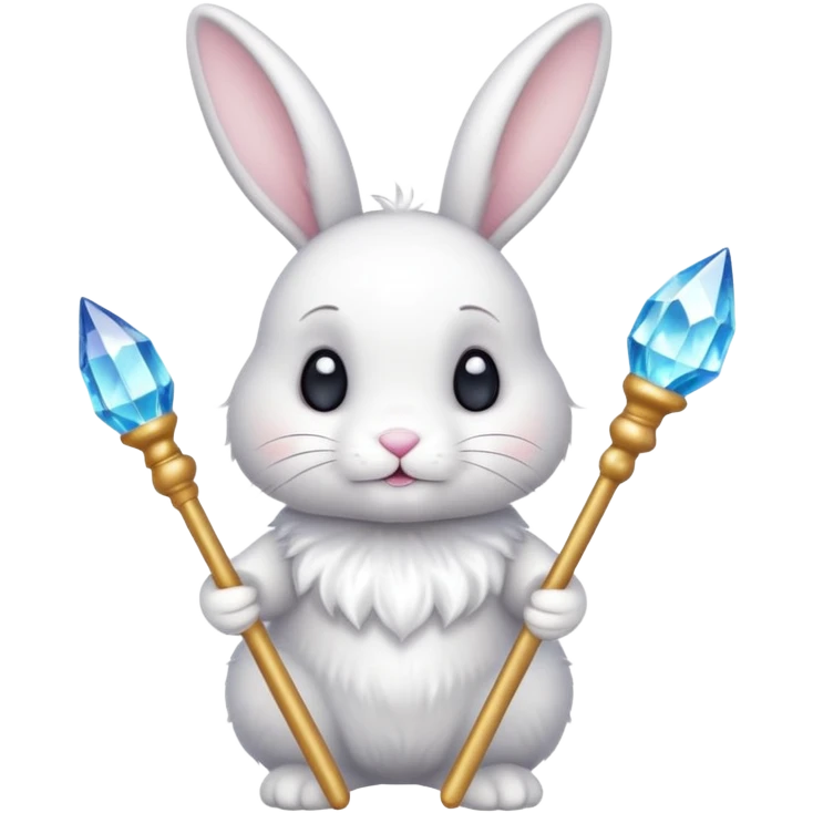 White bunny with wand and cristals emoji