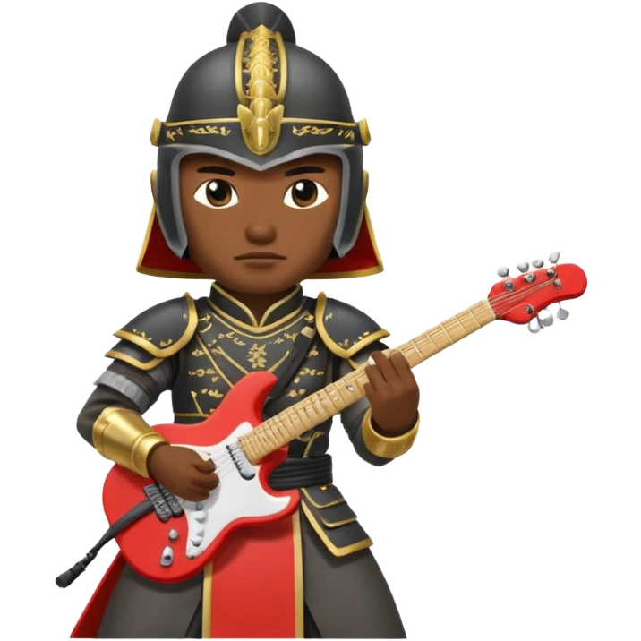 Very dangerous Thai samurai with amor typical Thai which plays e guitar and has a typical Thai helmet on.  emoji