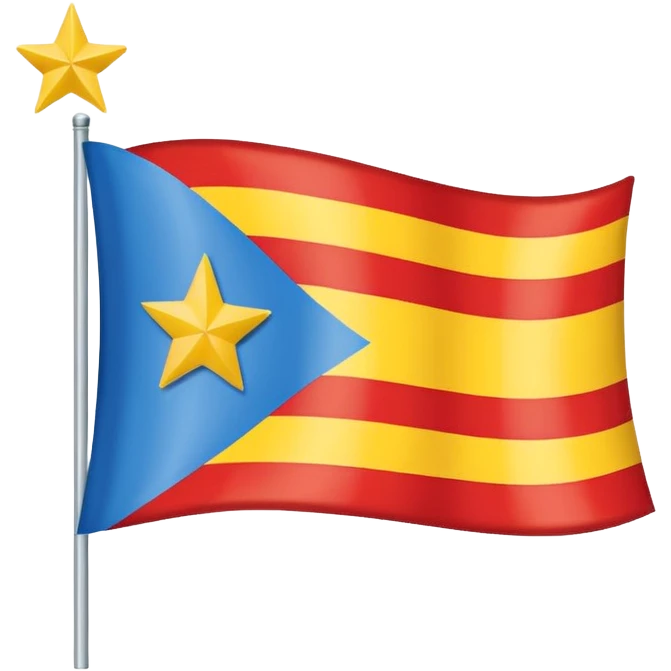 A flag with nine horizontal stripes, alternating red and yellow, starting and ending with yellow. On the left side, a blue triangle pointing to the center, with a white five-pointed star inside. emoji
