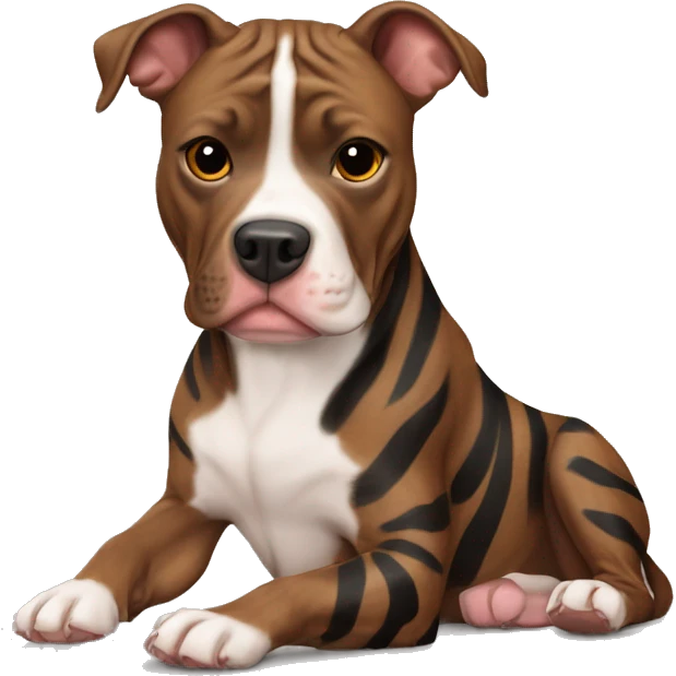 Dog pit bull brindle brown and  black stripes emoji