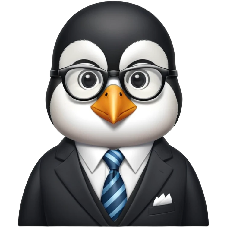 penguin school principal wearing glasses and a formal suit with tie emoji
