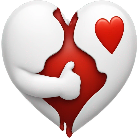 White heart, hug , red hurt  emoji