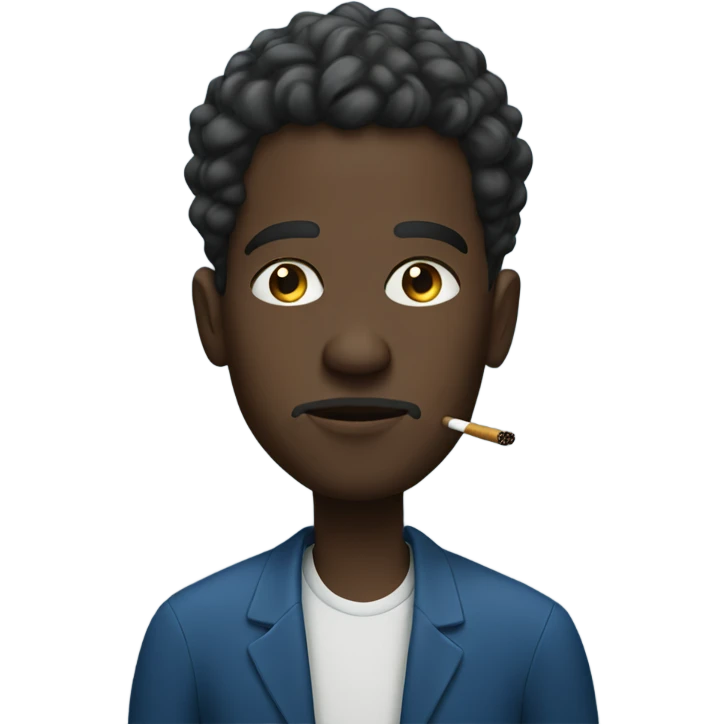 Black man wearing all blue smoking emoji