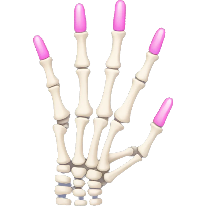 skeleton hand with long pink nails emoji