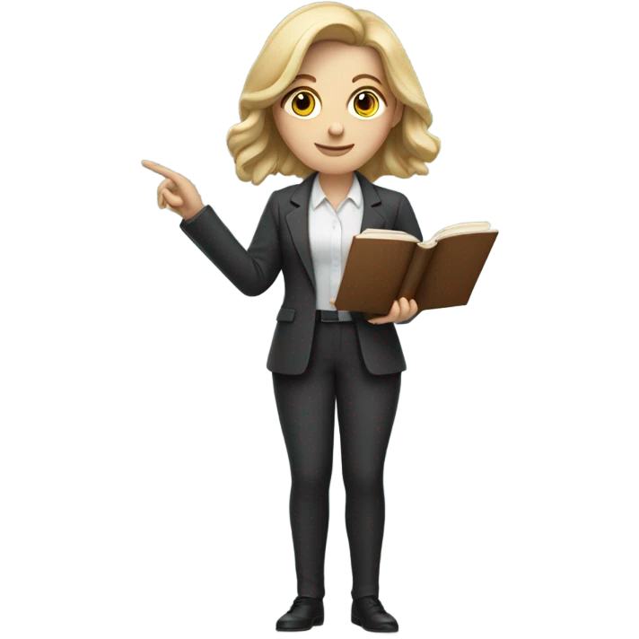 white Teacher woman with a book and a pointer  emoji